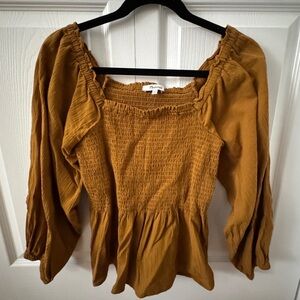 Madewell Smocked Peplum Top